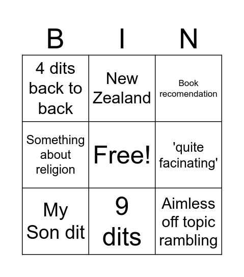 War Studies Bingo Card