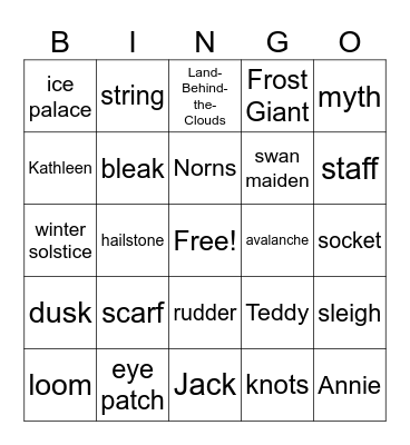 Winter of the Ice Wizard Bingo Card