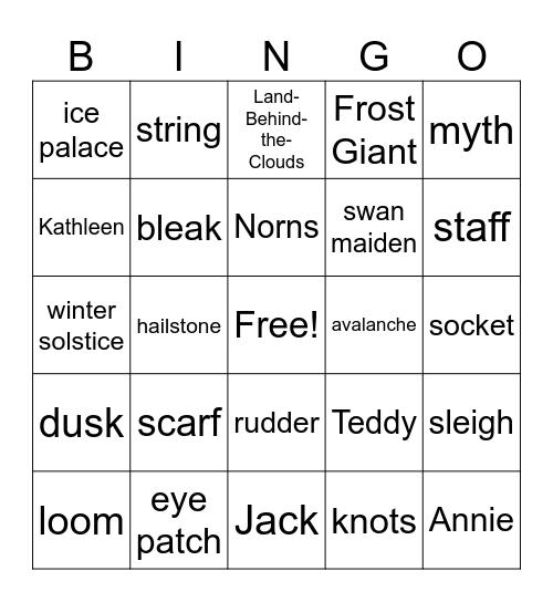 Winter of the Ice Wizard Bingo Card