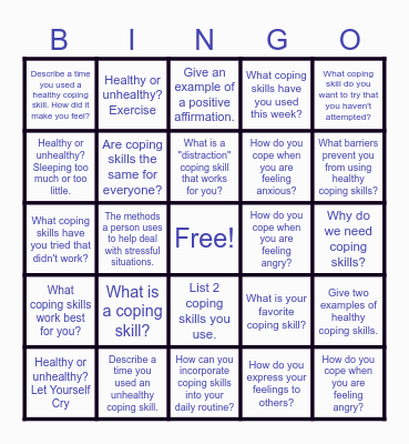 Coping Skills Bingo! Bingo Card