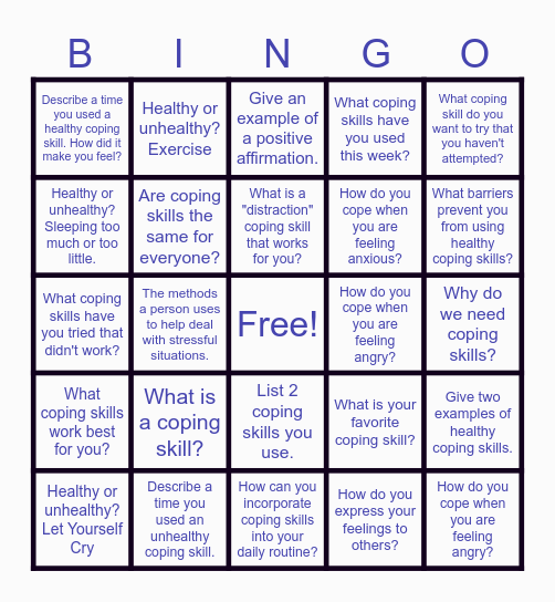 Coping Skills Bingo! Bingo Card
