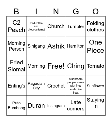 Ashik's 18th Bingo Card