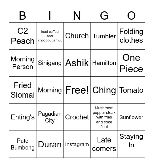 Ashik's 18th Bingo Card