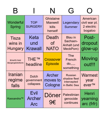 Bingo 2026 Bingo Card