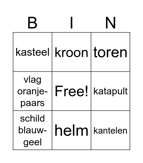 bingo kasteel Bingo Card