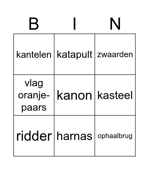 bingo kasteel Bingo Card