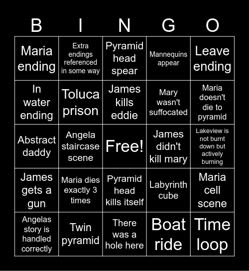 Return to silent hill Bingo Card