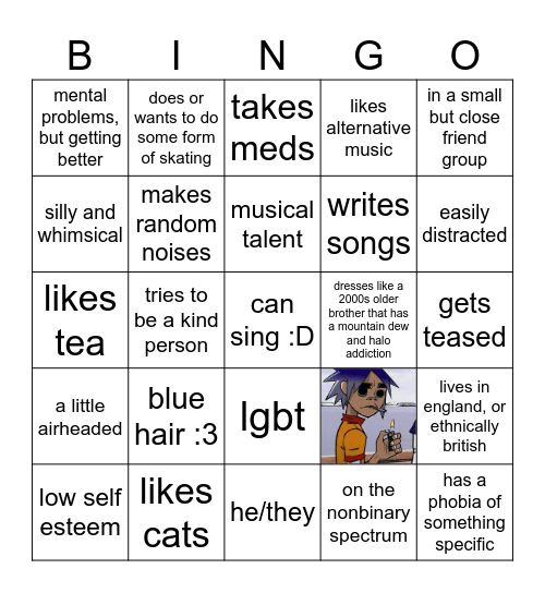2-D KINNIE BINGO Card