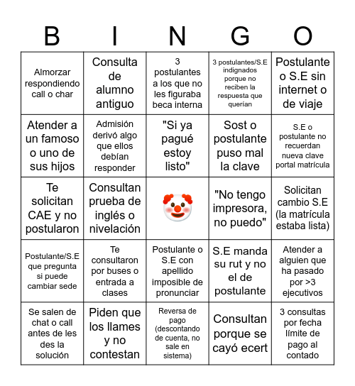 Proceso 2026 Bingo Card