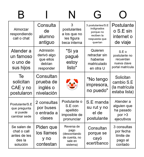 Proceso 2026 Bingo Card
