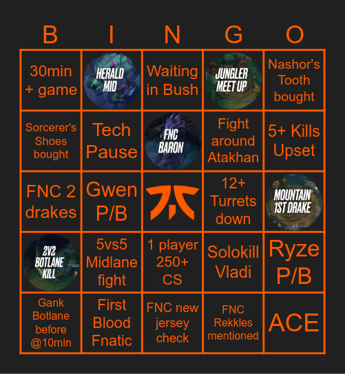 FNC vs LR (WS 26) Bingo Card