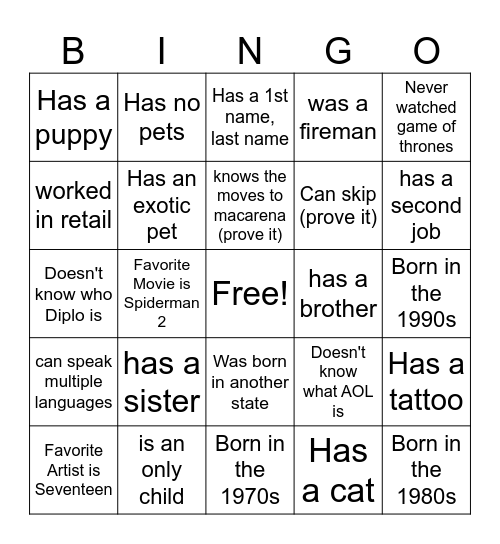 Records BINGO Card