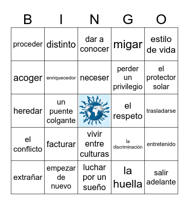 La inmigración (Sp 3, Unidad 2.2, 2026) Bingo Card
