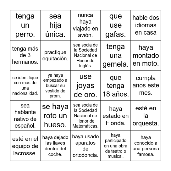 Encuentra a alguien que... Bingo Card