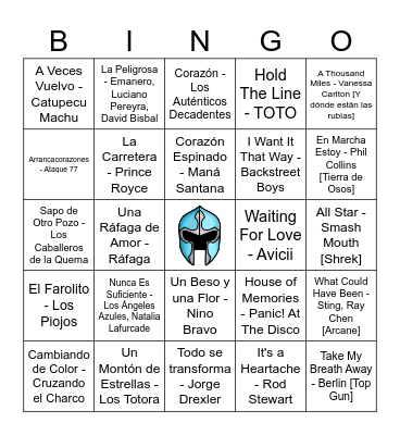 Bingo Musical Bingo Card
