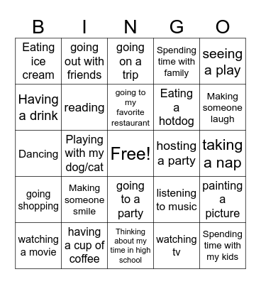 Happiest Day Bingo Card