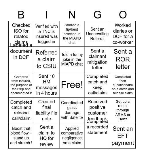 CLAIM QUEST BINGO Card