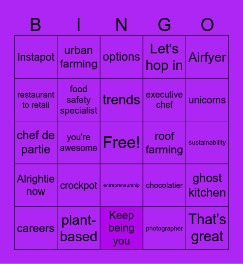 Unit 5 Topic 2 Intro to Culinary Arts Bingo Card