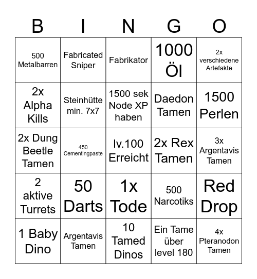 ARK HARDCORE BINGO Card