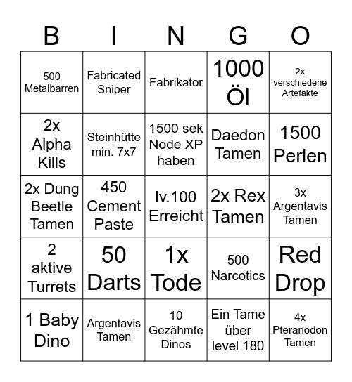 ARK HARDCORE BINGO Card