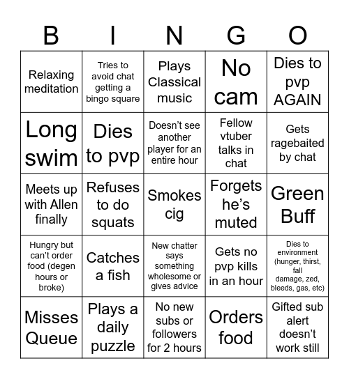 Rage Bingo Card