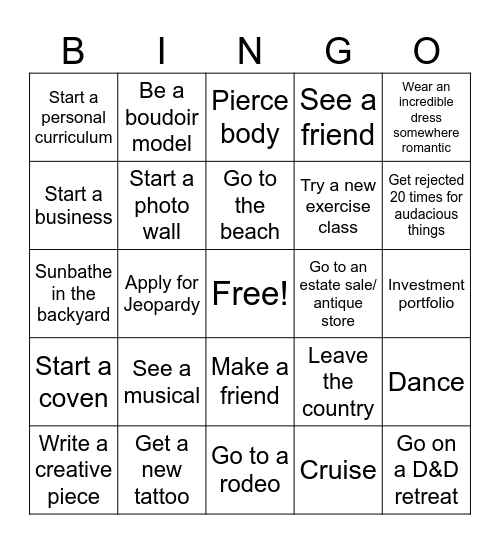 2026 Bingo Card