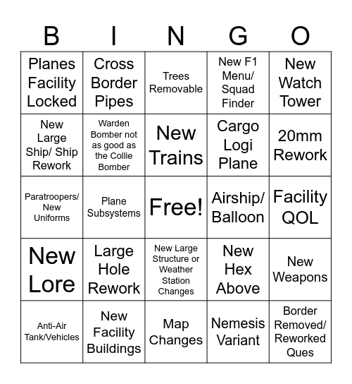 Airborne Dev Stream Bingo Card
