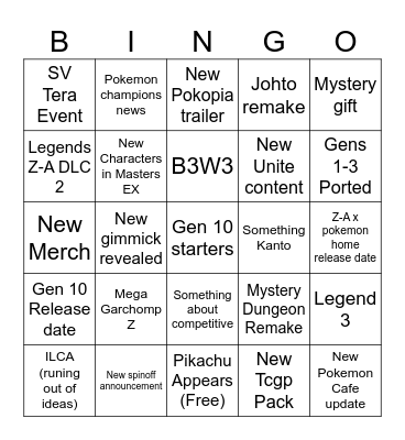 Pokemon Day 2026 Bingo Card