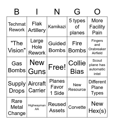 Airborne Bingo Card