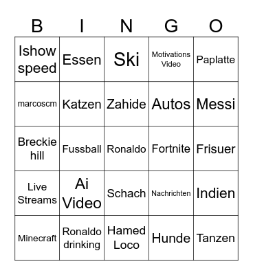 Tiktok Bingo Card