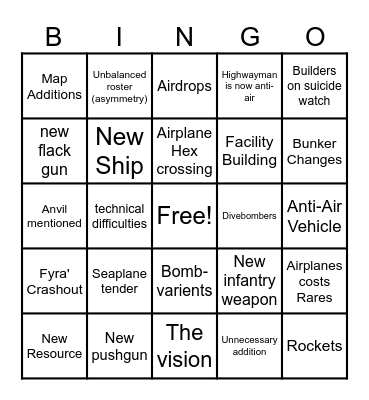 Fyra's Airborne Bingo Card