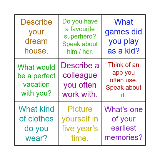 Vague language Bingo Card