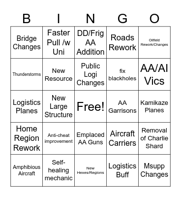 Foxhole Airborne Devstream Bingo Card