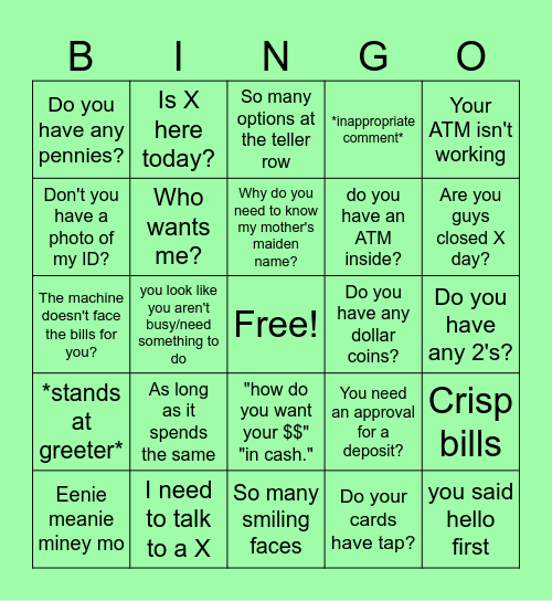 CCU Bingo Card