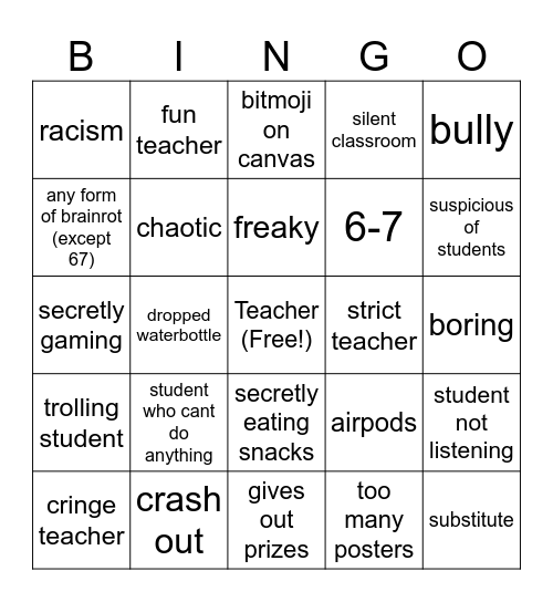 class bingo Card