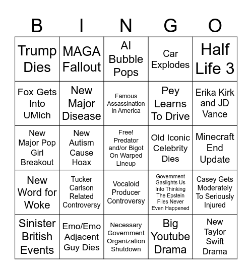 2026 Bingo Card