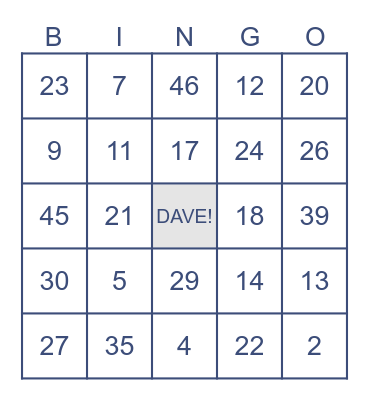Birthday Bingo Card