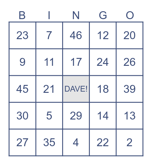 Birthday Bingo Card