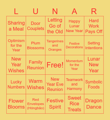 LUNAR NEW YEAR BINGO Card