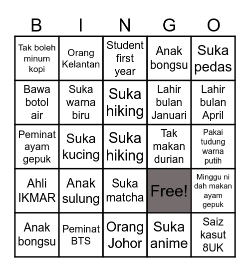 Human Bingo Card