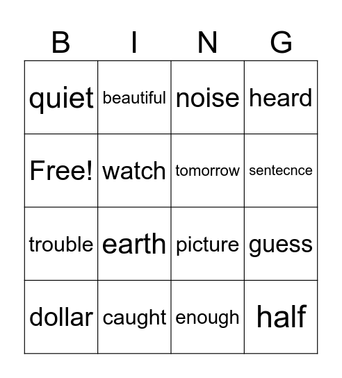 2B Bingo Card