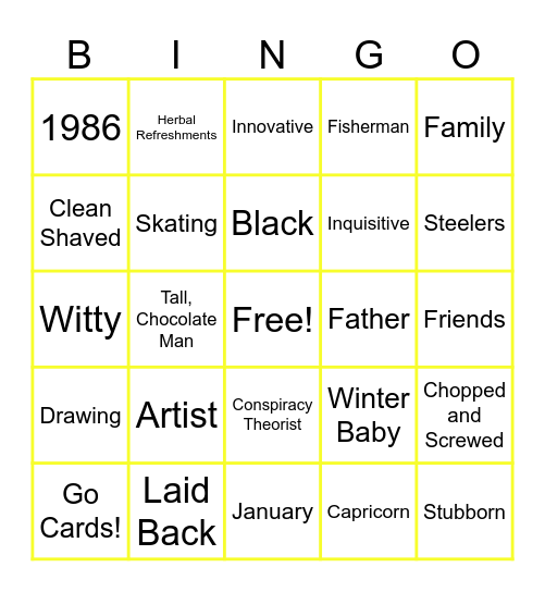 Quentin's 40th Birthday Bingo Card