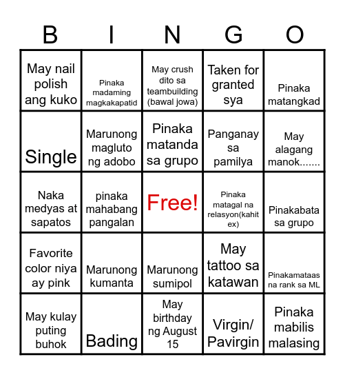 KABATAANG MULAWIN BINGO Card
