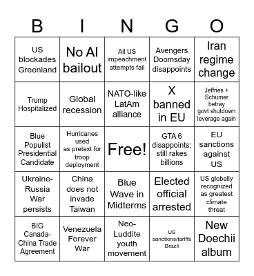 2026 Expectations Bingo Card