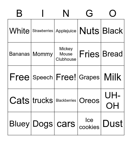 Kayson's 2 Curious Bingo Card