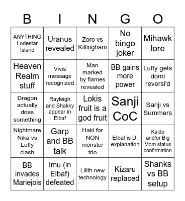 One Piece 2026 Bingo Card