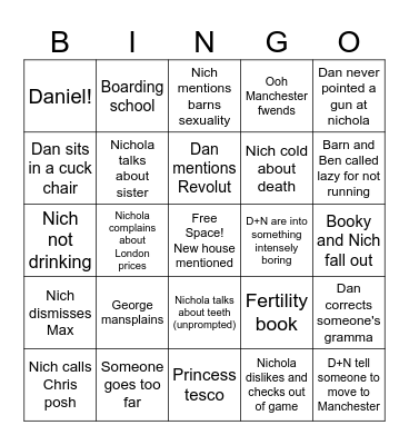 D+N Manchester bingo Card