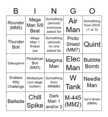 MMM Predictions Bingo Card
