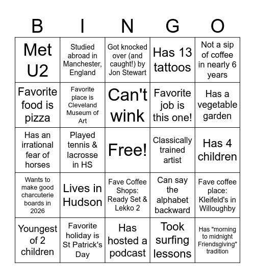 Development Day Bigno Bingo Card