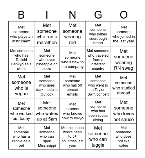 All Hands Meeting Bingo Board Bingo Card